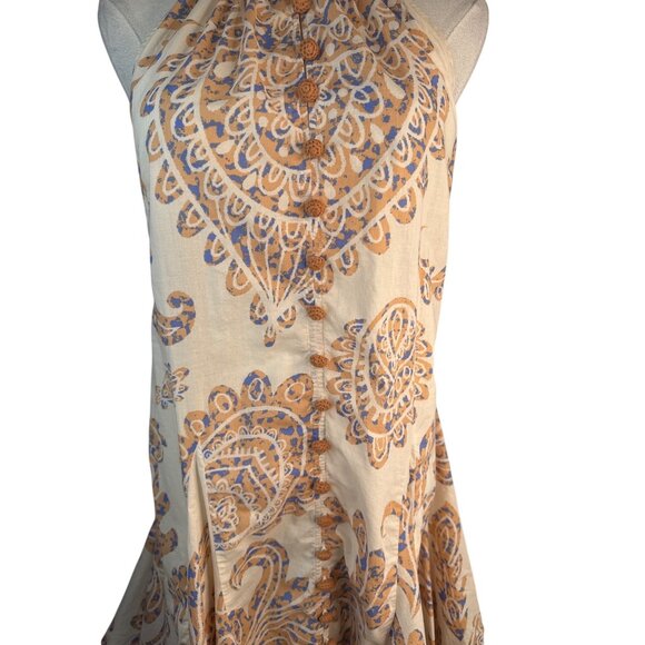 ZARA Halter Neck M Dress Paisley Print Cotton Lightweight Flowy A-Line - Picture 10 of 15